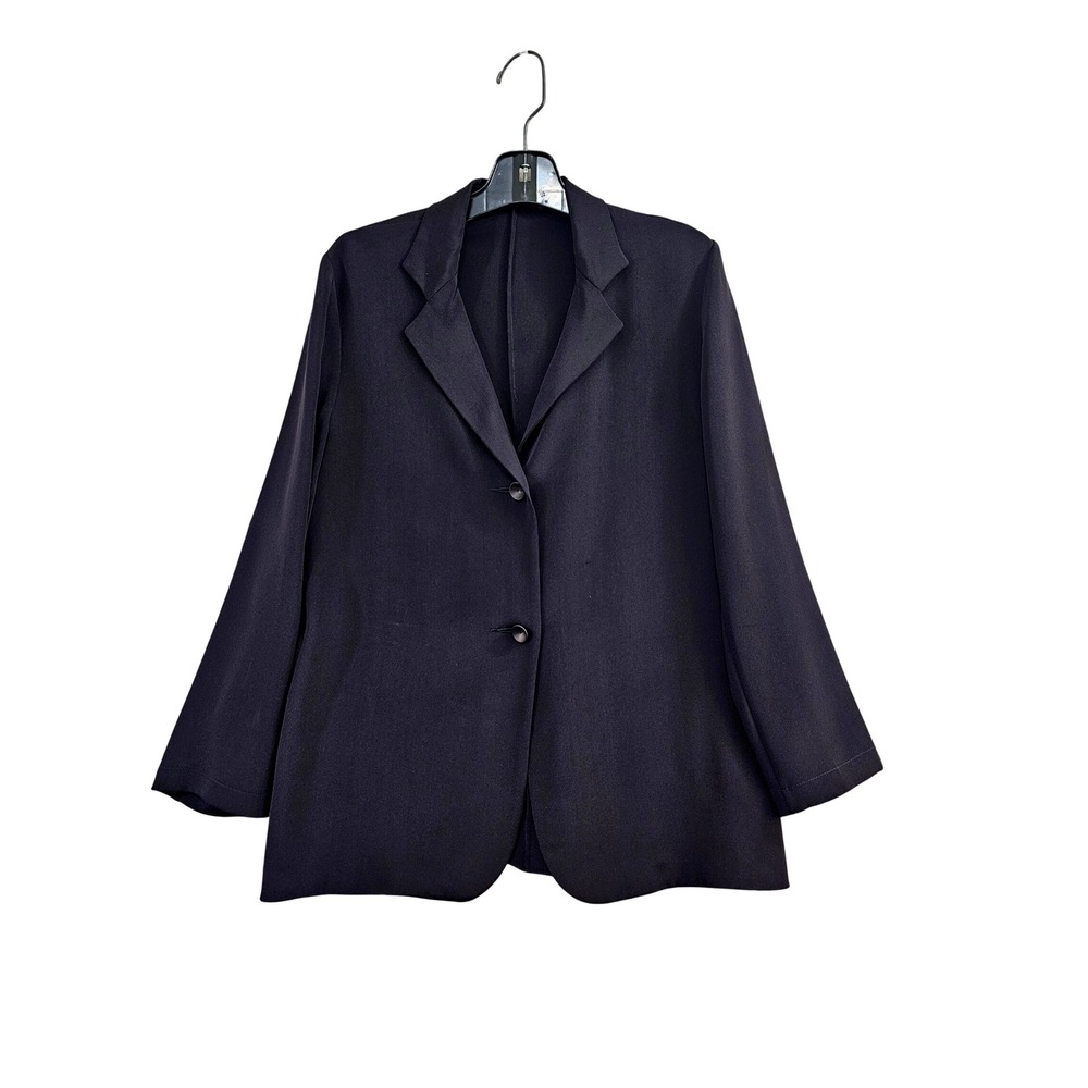 PETER COHEN Gold Star 100% Silk Jacket Blazer Sz M Minimalist Black Quiet Luxury
